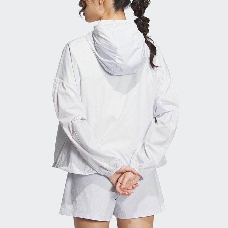 Adidas Windbreaker Casual Hooded Sun-Protective Jacket Women Outerwear Grey IM8835