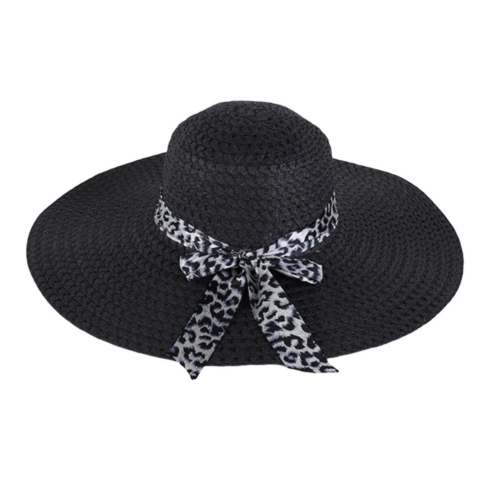 Großer Rand Sommer Sonnenhut Schleife Strohhut Mode Strandkappe für Damen