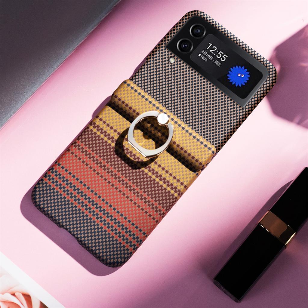 For Samsung Galaxy Z Flip4 5G/Flip3 5G Case Ring Holder Kickstand PC Phone Cover