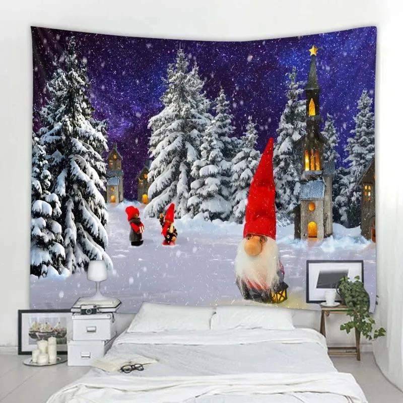 

Рождественский снежный лес Декоративный гобелен для дома Гостиная Спальня Настенное украшение 100x75cm