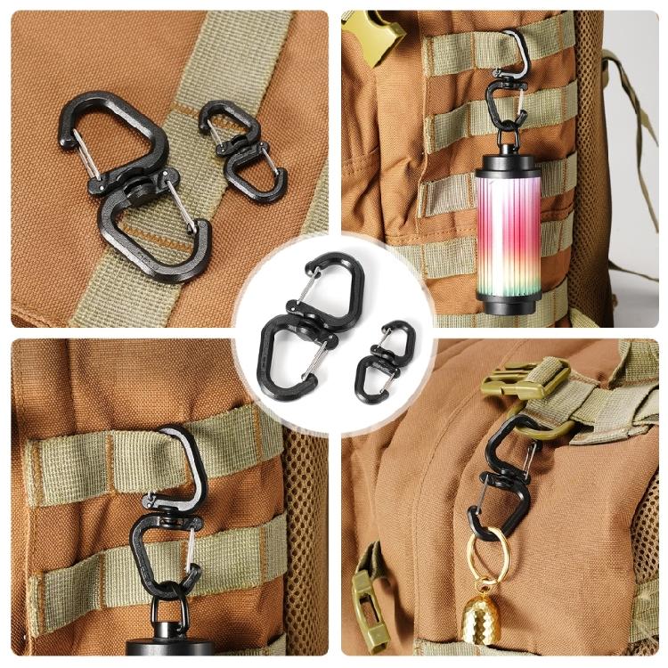 360 Rotating Double Carabiner Mountaineering Buckles Camping Double Hook Portable S Chain Hook Camping Accessories