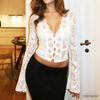 2024 Sweet & Spicy Leopard Print Lace Patchwork Flare Sleeve Top