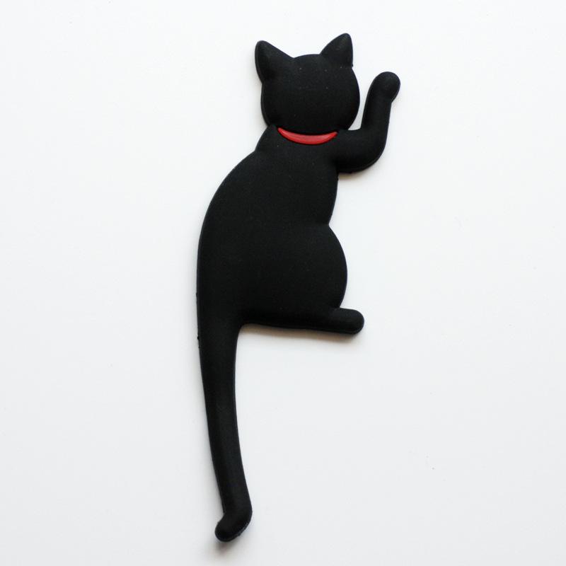 

Cute Cat Fridge Sticker Magnet Hook, Cartoon Cat Design Bendable Tail for Keys, Notes Photos, Magnetic Sticker for Refrigerator