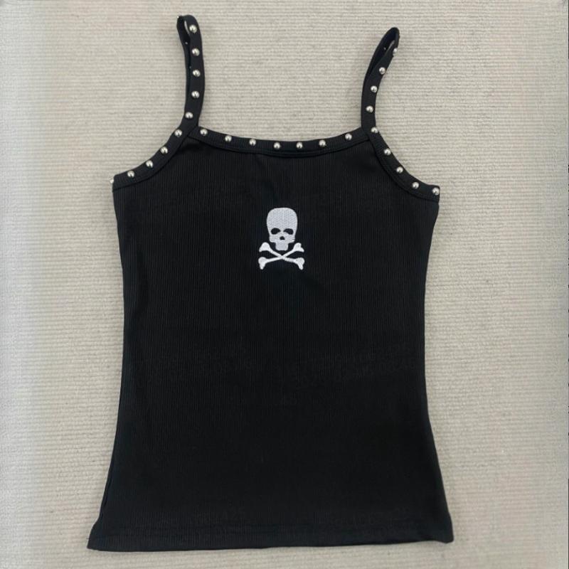 

Жіночий жилет Y2K з принтом на тему темних черепів для весни та літа L