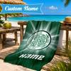 Asciugamano da Spiaggia Personalizzato con Nome, Stemma Calcio Celtico, Asciugamano da Spiaggia in Microfibra, Leggero per Viaggi Estivi, Regalo di Compleanno per Fan della Piscina