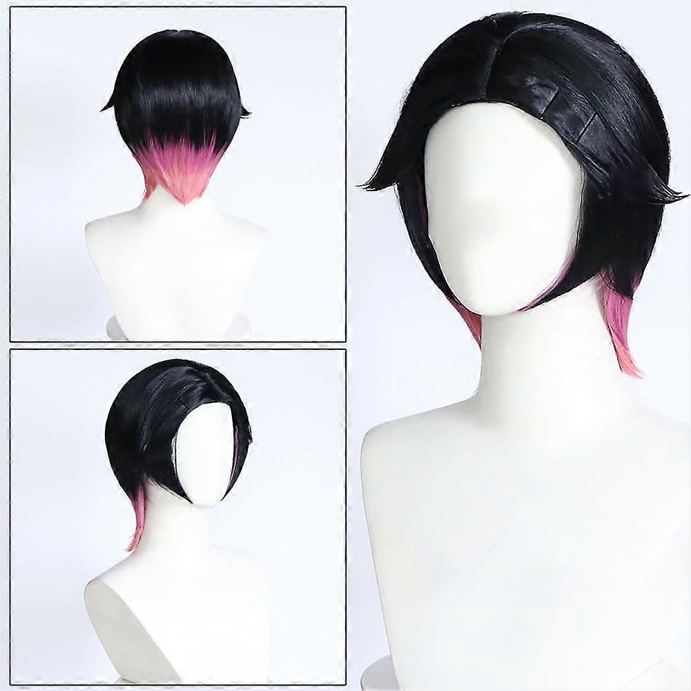 Clove Cosplay Wig Mixed Color Short Hair Heat Resistant Synthetic Wigs