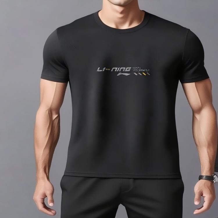 Li Ning Badminton Series Summer Quick-Dry Sports Running Leisure Suit Men Suit White Black YATV117-2