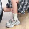 Pearl Shoelaces Dad Shoes Women's Spring Leather Mesh Breathable Lightweight Fashion Color Matching Platform Sneakers