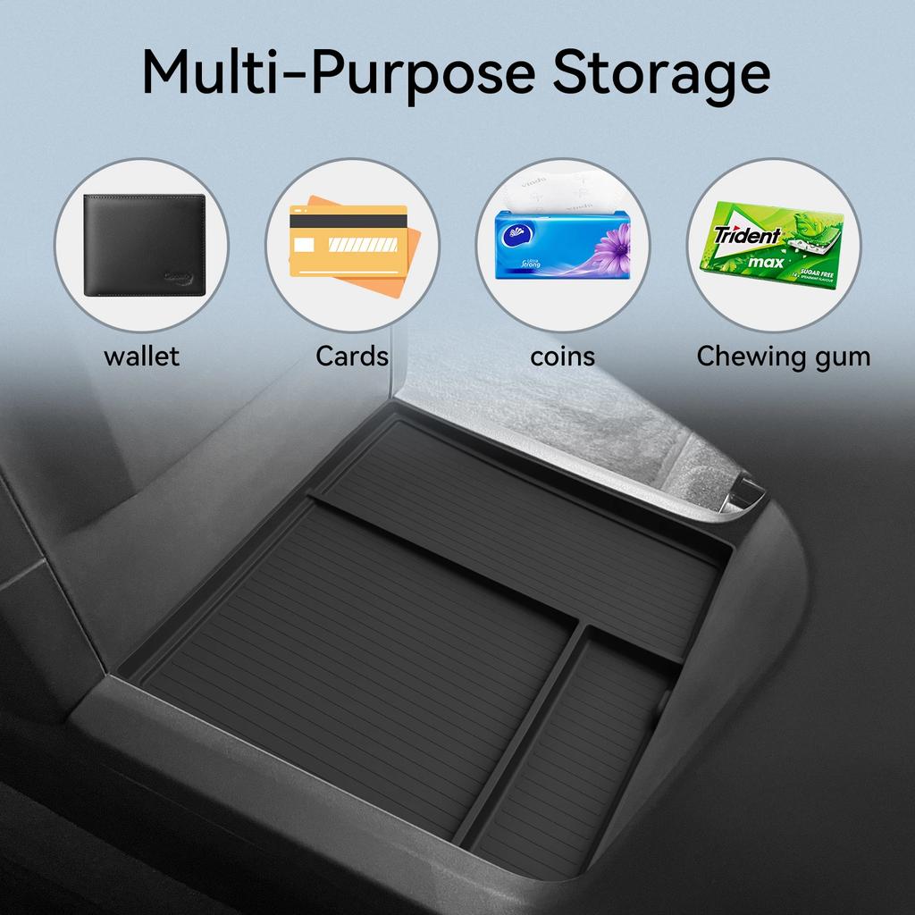 Center Console Lower Storage Box Tray Organizer Silicone Insert for ZEEKR 009 2025 2025 Interior Tidying Accessories Black
