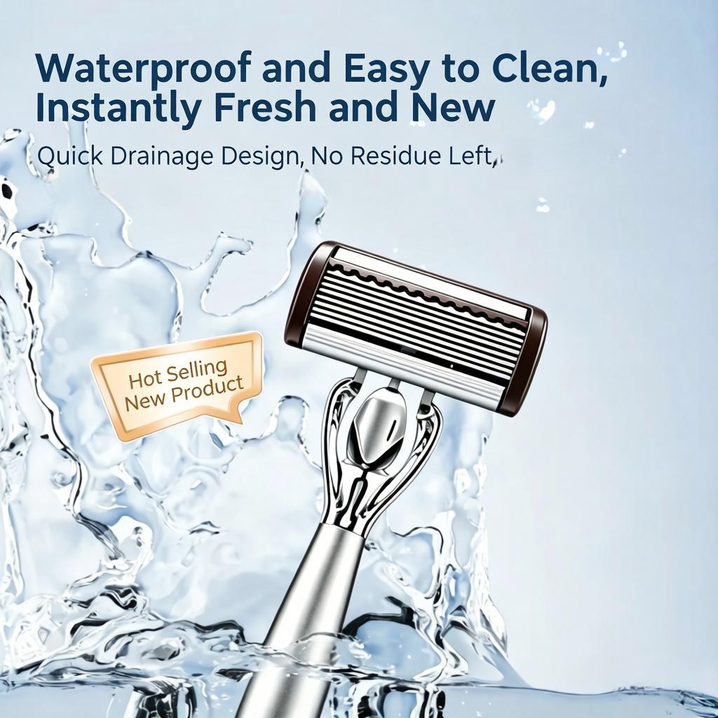 Manual Razor Set for Men, 8-Layer Blade Shaving Head for Face, Beard, Moustache and Travel Use