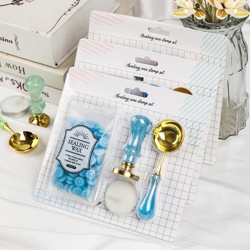 Sealing Wax Beads Box Set With Spoon Handle For Seal Stamp Making Cards Envelopes Wedding Invitations Packages Gift Wrap X3UC