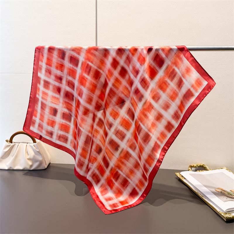 Luxury Printing 70cm Square Scarves Women's Silk Scarf Spring and Summer Bandana Small Neckties Bags Foulard Shawl