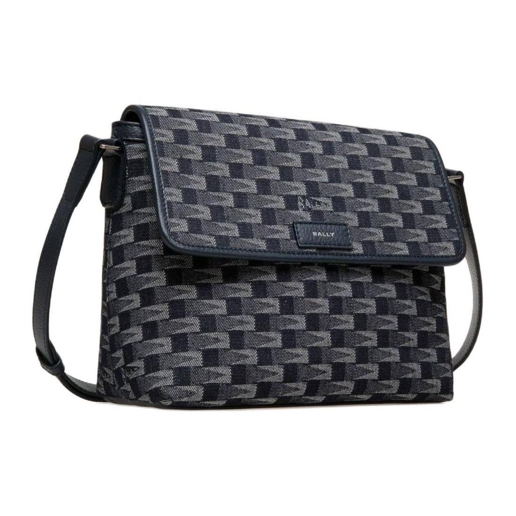 Bally Pennant Logo Adjustable Shoulder Strap Cotton Denim Crossbody Bag Men Bags Blue 6306629