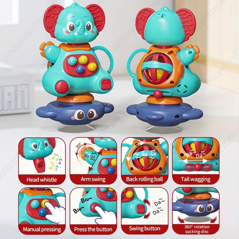Baby Rattle Toy with Elephant Shapes - Sensory Development Toy for Infants & Toddlers, Mixed Colors - Hand-Eye Coordination,