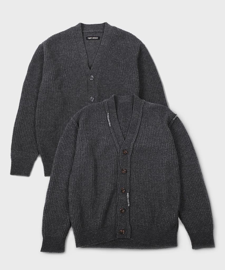 Testament Reversible Pointed Cardigan_Charcoal