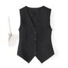 Fashionable New Linen Vest Thin Women's Vest High-end Slim Fit Short Sleeveless Suit V-neck Camisole Jacket009