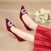 Spring New Thin Heel Shoes Women's Fashion Pointy Shallow Mouth Suede Glitter Anti-slip Wear-resistant High Heels