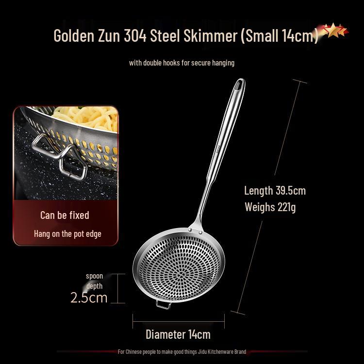 

304 Stainless Steel Kitchen Skimmer: Large Noodle Strainer, Dumpling, Frying & Hot Pot Spoon Tool.