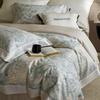 Luxury Floral Retro Tencel Cotton Linen 4-Piece Bedding Set: Cool & Smooth Duvet Cover for All Seasons