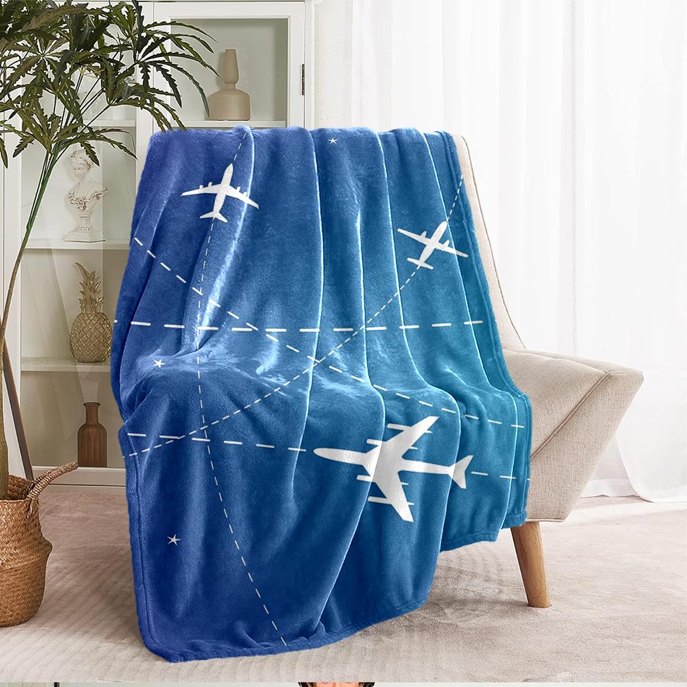 Airplane Theme Printed Blanket - Perfect for Couch, Bed, Travel & Outdoor Use | Machine Washable, Cozy & Durable.