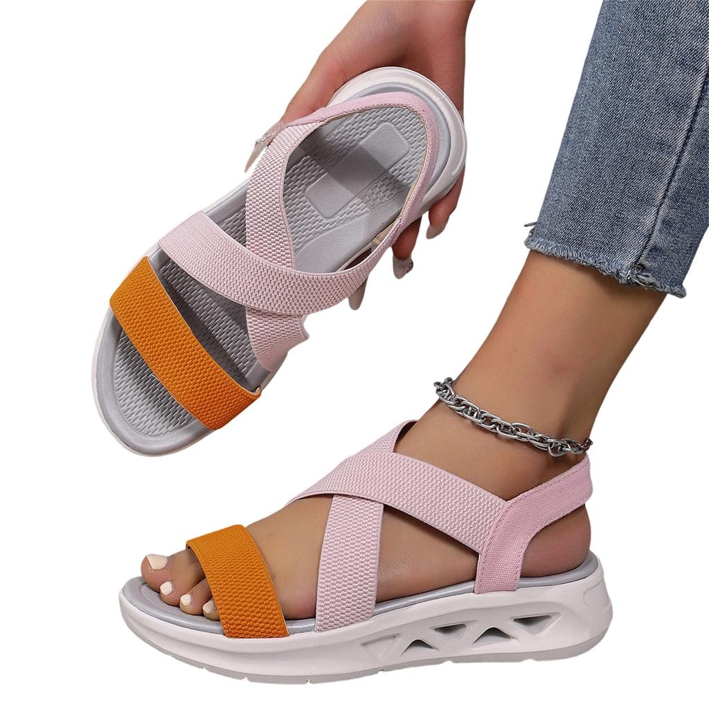 Women's Plus Size Casual Open Toe Sandals with Crisscross Straps Comfortable Slip On Lightweight Summer Footwear