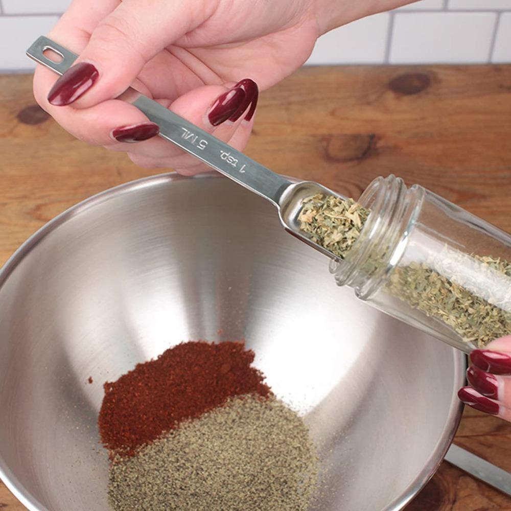 6 ks Nerezových odměrek s měřítkem Kuchyňské náčiní Obdélná hlava Vaření Pečení Lžíce Přenosná Mléčný prášek