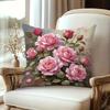 1Pc Watercolor Pink Rose Printed Throw Pillow Cover, Suitable For Sofa, Bedroom, Living Room, A Romantic Gift For Flower Lovers.