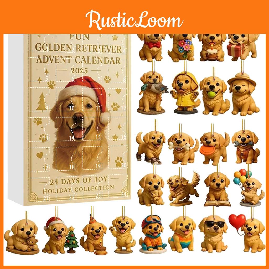Dog Inspired Christmas Countdown Calendar With Acrylic Animal Decor For Gift And Decoration