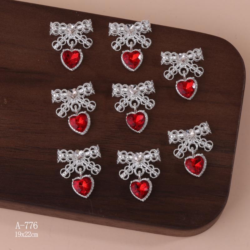 Nail Art Pendant Charms 10Pcs Bow Love Heart Tassel Style Shiny Gems for Home Salon Manicure Decor