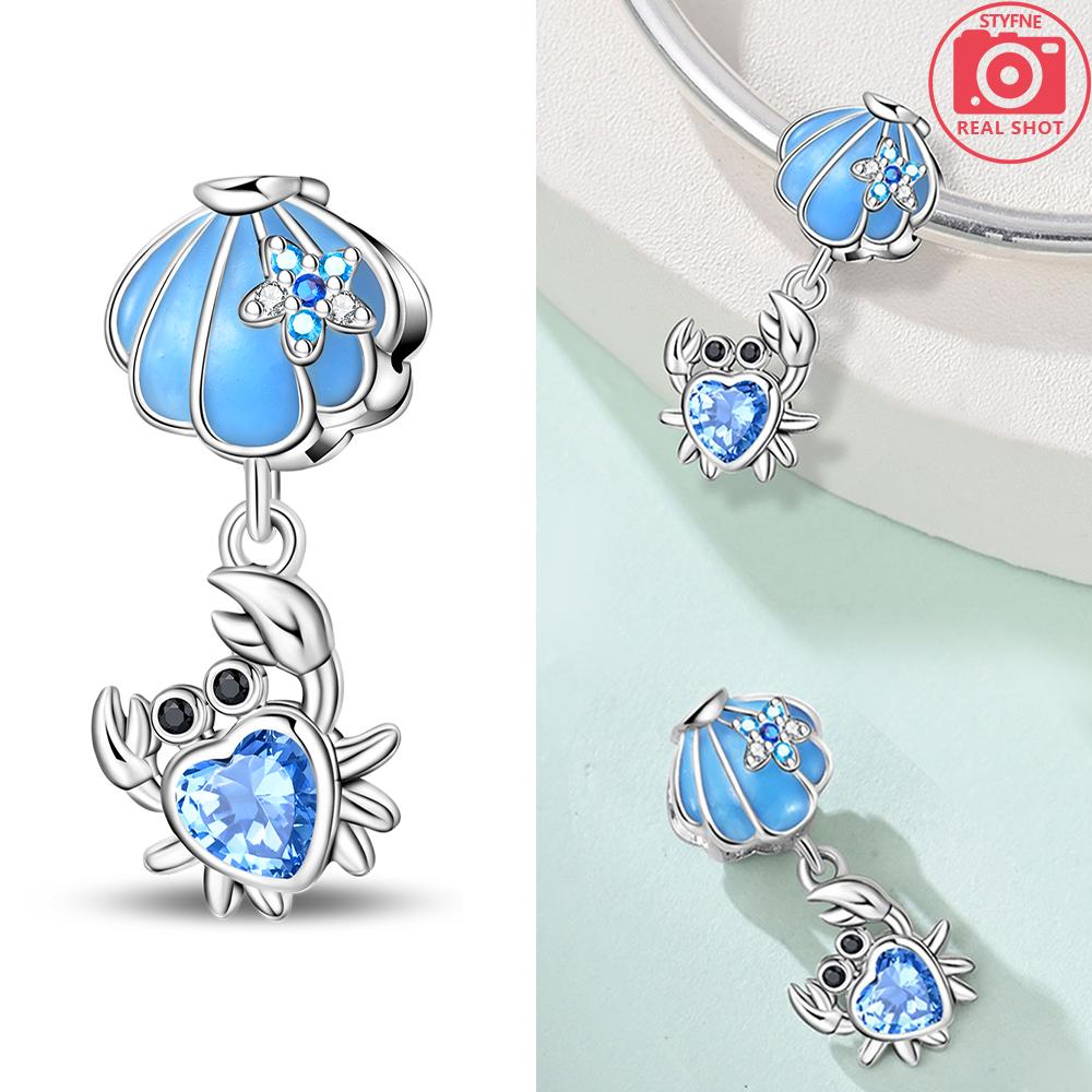 Blue Crab Red Lobster Charms Original Copper Charms Beads Pendant For Women Fine Diy Bracelet Jewelry Gifts