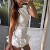 Dámské sexy minišaty jednobarevné slim fit dámské šaty s výstřihem do O, bez rukávů, bez zad, na sváteční párty krátké šaty