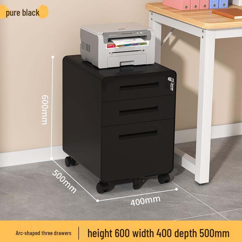 Mobile Filing Cabinet with Three Lockable Drawers for Under Desk Office Storage