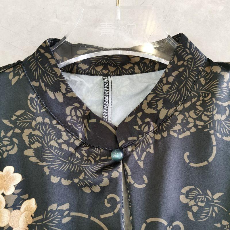 Women's Skirt Waist-Tight Belly-Covering Improved Cheongsam Dress Women's Paint Flower Summer Fashion New Hangzhou Silk