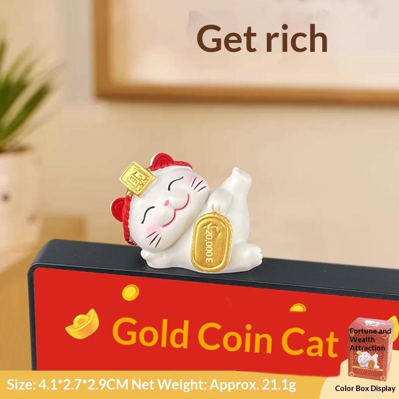 Cute Lucky Cat Sculpture, Wealthy Office Table Ornament, Suitable for Gaming Space & Car, Chinese New Year Gift, 1/2/4Pcs
