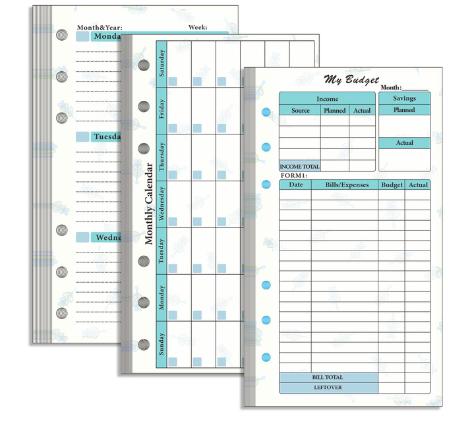 A6 Yaprak Defter İç Sayfa Spiral Ciltli Bütçe Sayfası Haftalık Aylık İç Kağıt Kırtasiye