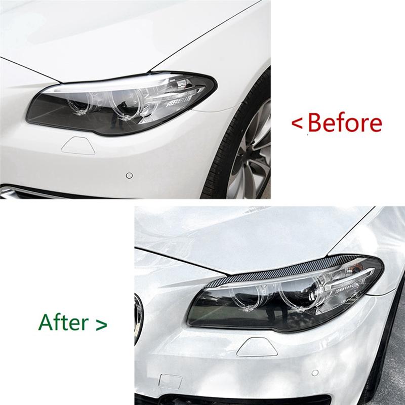 A28G-For BMW 5Series F10 F11 Later Stage 15-17 Front Headlight Cover Garnish Strip Eyebrow Cover Trim Sticker