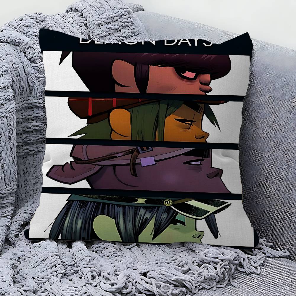 Retro Music Gorillaz Stitch Lucky Dragon Pillow Cover Sofa Cushion Cover Home Room Decoration Children Gift