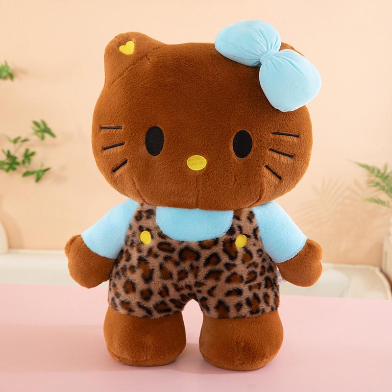 Hello Kitty Leopard Print Plush Toy With Pp Cotton Filling For Kids Playroom Decor 40cm