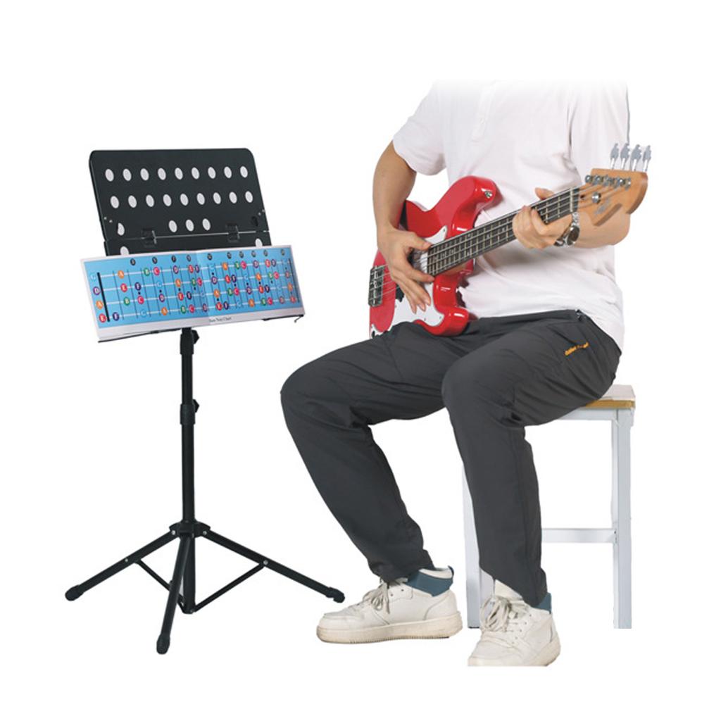 Bass Guitar Fretboard Note Chart Color Coded Quick Learning 4 String Bass Scale Chart