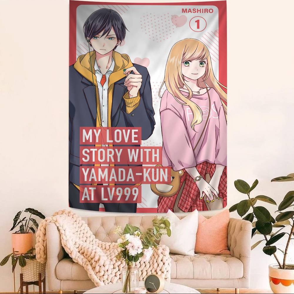 Anime My Love Story With Yamadakun At Lv999 Cartoon Tapestry Home Decoration hippie bohemian decoration divination Home Decor