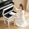 Piano Bench Stool, Storage, Adjustable Height, Hevea Wood, White