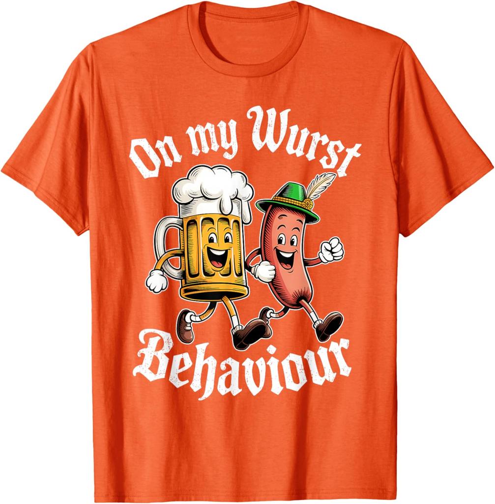 Oktoberfest auf Meinem Wurst Verhalten Deutsches Bier Wurst Frau Mann T-Shirt Mode Lässig Baumwolle Grafik T-Shirts Streetwear
