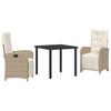 Garden Dining Set with Cushions 3 Pcs Beige Poly Rattan