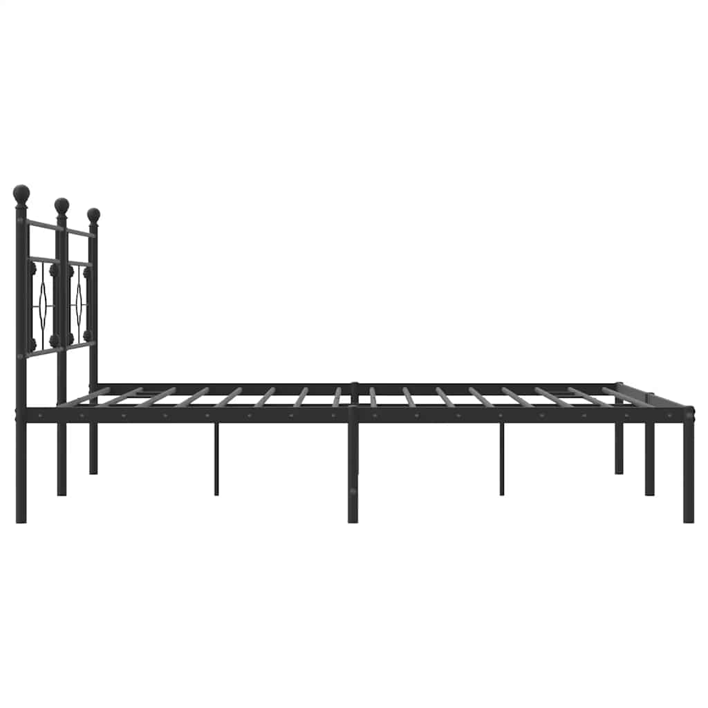 Metal Bed Frame with Headboard Black 193 X 203 Cm