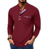 Men's Spring And Solid Color T-shirt Lapel 3 Button Open Placket Button Long Sleeved Top