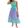 Ladies' gradient printed summer casual and fashionable sleeveless long dress