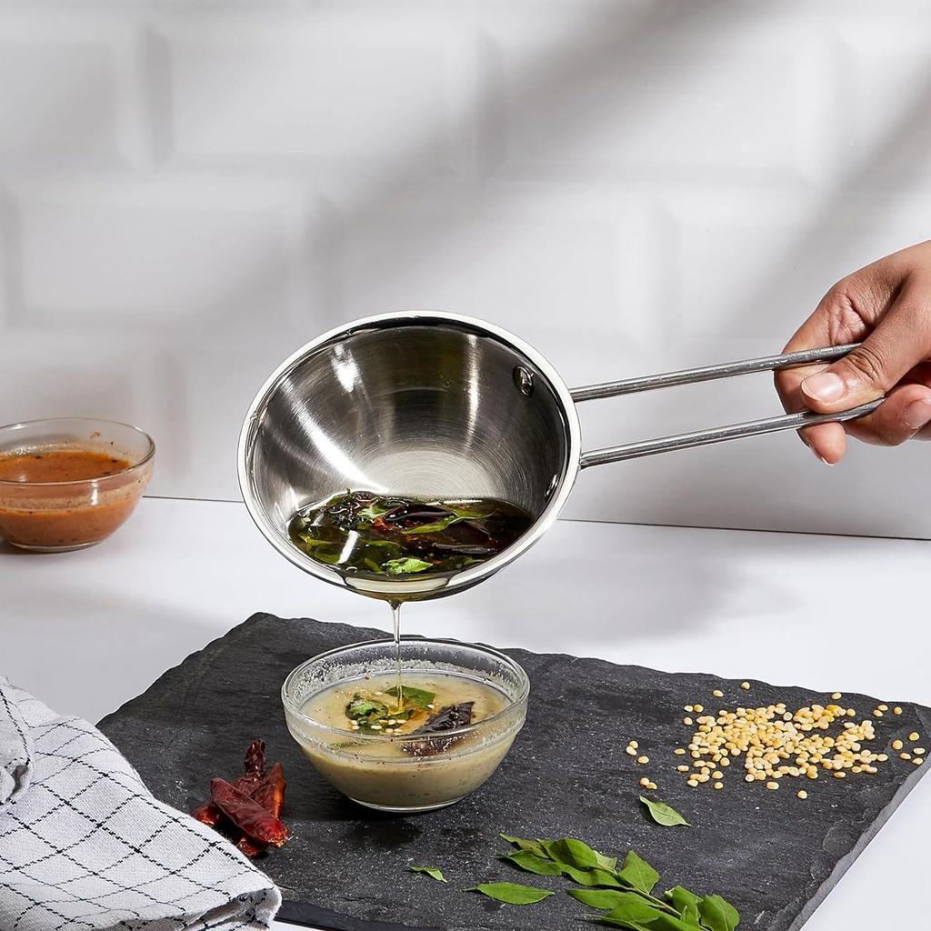 Ergonomic Cool Touch Handle | Three-Layer Durable Construction | Gas Stove & Induction Compatible | Silver | 350 ML