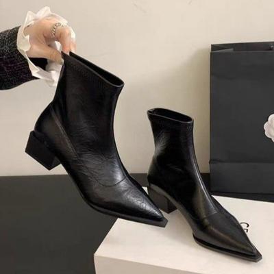 Stivaletti da Donna Vintage Moda Punta Acuta Autunno Inverno Tacco Alto Eleganti Elastici Slim Stivaletti Corti donna 2025 trend