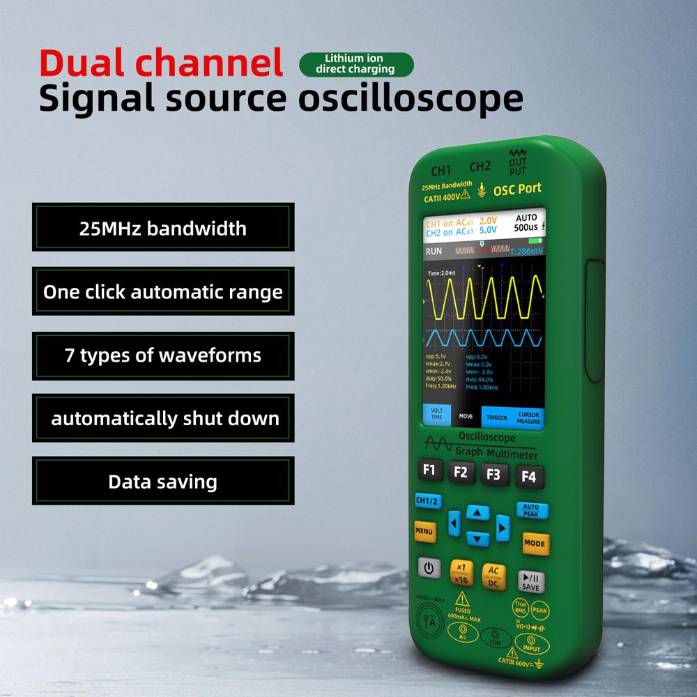 BSIDE 3in1 Handheld Graph Multimeter Oscilloscope Signal Source 3.98inch TFT IPS Display Voltage