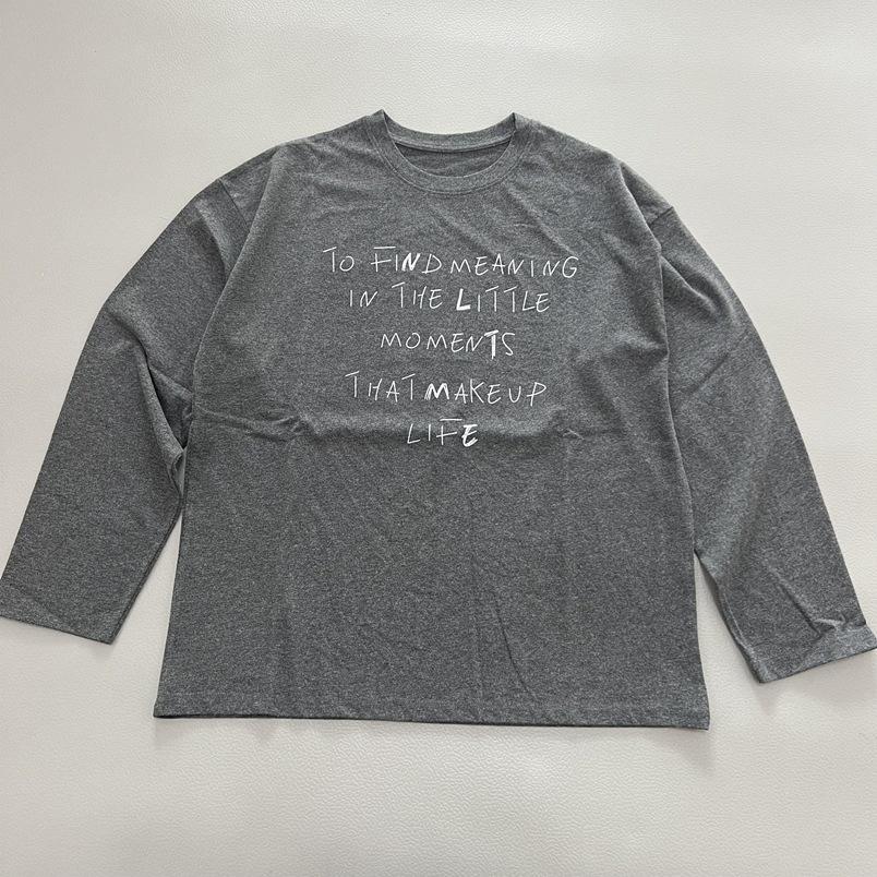 

Women s Oversized Long Sleeve Cotton T-shirt with Letter Print - Casual, Comfortable, and Versatile. One Size сірий колір